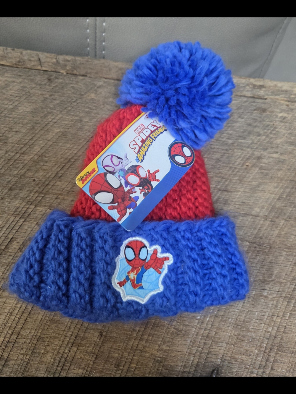 NWT Disney Marvel Spidey Super Soft Toddler Winter Beanie Hat Pom ~ Bin 1A